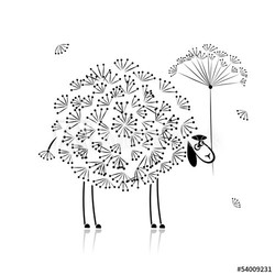 Lustiger schaf aus Blumenmuster