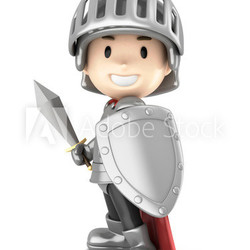 3d render of a cute knight boy