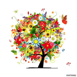 Vier-Jahreszeiten-Konzept. Kunstbaum
