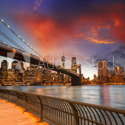 Brooklyn Bridge Park, New York City. Spectacular sunset view of