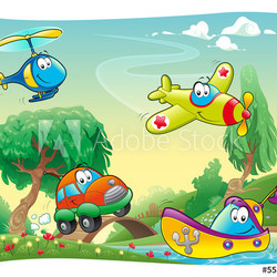 Funny vehicles in the countryside.