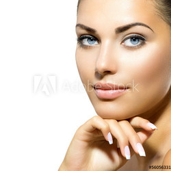 Face of Young Woman with Clean Fresh Skin. Skin care