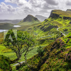 Scenic view of Quiraing mountains in Isle of Skye, Scottish high
