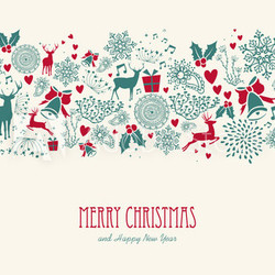Vintage Christmas reindeer seamless pattern background. EPS10 fi