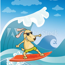 Surfing Dog, vector illustration