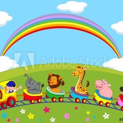 Animal train cartoon