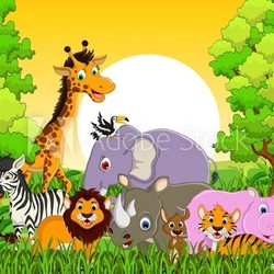 cute animal wildlife with forest background