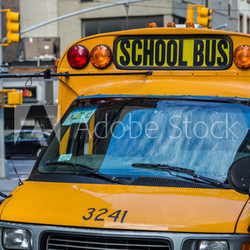 A yellow school bus in New York