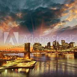 New York City - Manhattan skyline at winter sunset