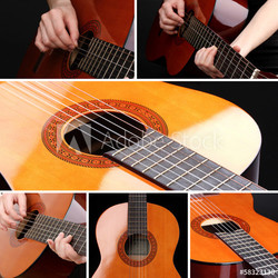 Collage of retro guitar