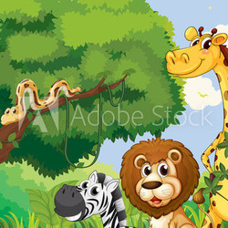A forest with scary wild animals