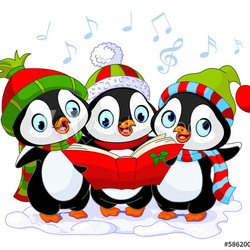 Christmas carolers penguins