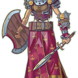 Warrior Woman with Red Hair Vector Cartoon