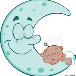 Baby schläft auf dem Mond