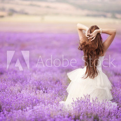 Bride in wedding day in lavender field
