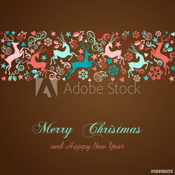 Merry Christmas and Happy New Year greeting card