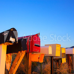 Grunge mail boxes in a row at Arizona desert