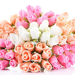 Bouquet of beautiful artificial flowers, isolated on white