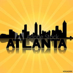 Atlanta skyline reflected with sunburst illustration