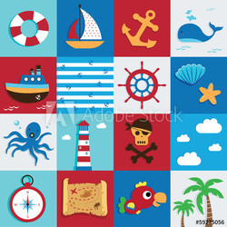 Nautical and Sea Set, Marine icon, pirate