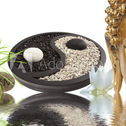 composition zen, Bouddha, yin yang, bambou