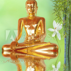 bouddha, lotus et bambou