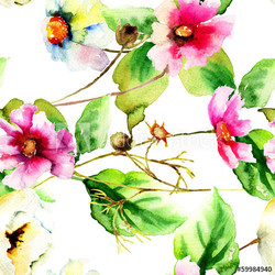 Aquarellmalerei mit Blumen