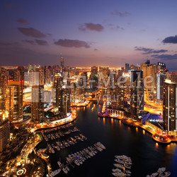 A view of Dubai Marina, UAE, at Dusk