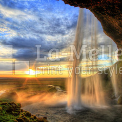 Seljalandfoss waterfall at sunset in HDR, Iceland