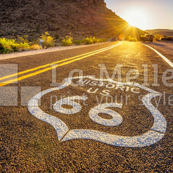 Street sign on historic route 66 in the Mojave desert