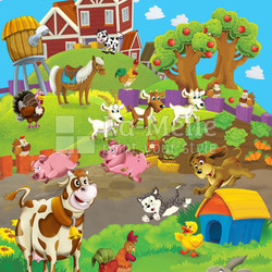 On the farm - the happy illustration for the children