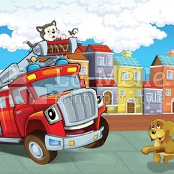 The red firetruck - duty - illustration for the children