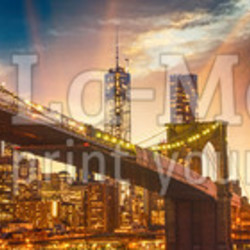 Statue of Liberty - New York , with Brooklyn Bridge and Manhatten