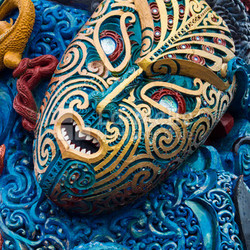 Colorful Maori Carved Face