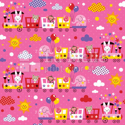 animal train kids pattern