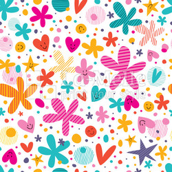 flowers and hearts pattern