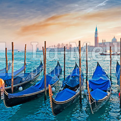 gondolas at dusk