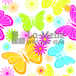 Colorful butterflies and flowers