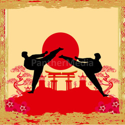 karate occupations - Grunge background