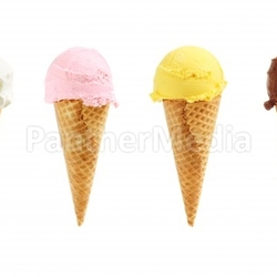 Eis auf Waffel in verschiedenen Sorten