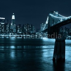 manhattan and brooklyn bridge at night
