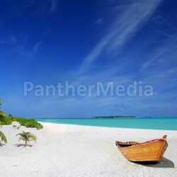 Tropical beach and ship