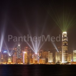 famous night scenes of rays show in HK