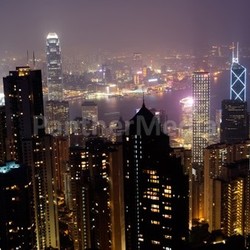 Night scenes of modern skyscraper in HK