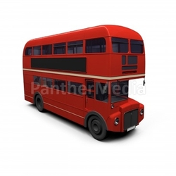 red double decker autobus over white