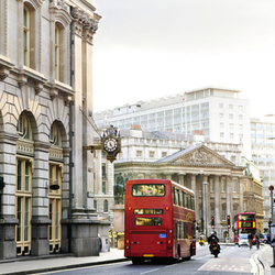 London street with view of Royal Exchange building