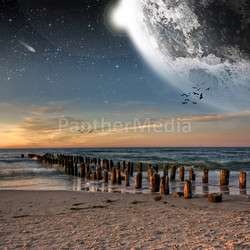 Space landscape view from a beach