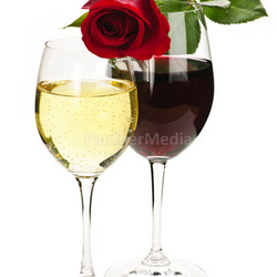 Wine with red rose
