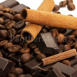 coffee beans cinnamon to chocolate blackboard