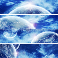 Collection of 4 planet web banner
